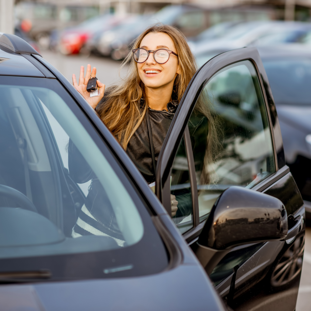 Happy driver saving on insurance