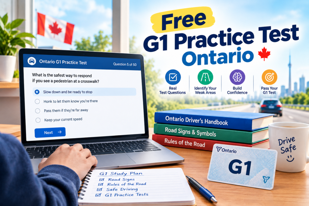Free G1 Practice Test Ontario: Rules of the Road & Road Signs