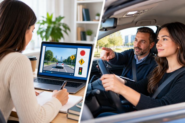 Online vs In-Car Driver Training: What Each Covers